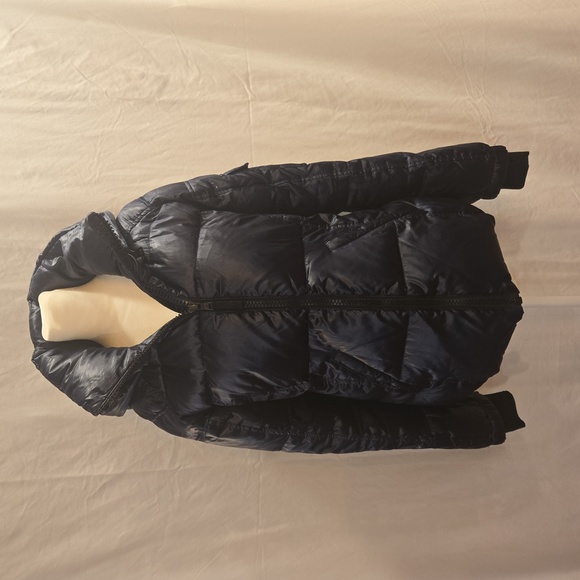 S13 New York Kylie Gloss Hooded Down Puffer Jacket Navy Womens Size Medium - Picture 3 of 12